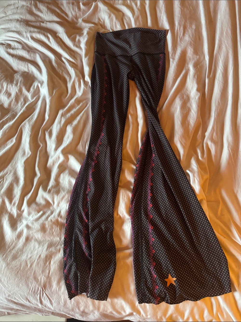 teeki Black Polka Dot Boot Cut Bell Bottom Long Yoga Pants - Picture 8 of 8